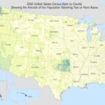 Datos del Censo de los Estados Unidos de 2010 por Condado que Muestran el Porcentaje de la Población que Seleccionó Dos o Más Razas.