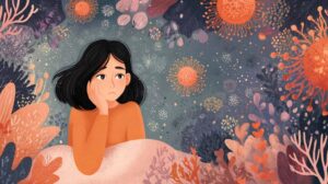 Ilustración conceptual de la correlación entre el malestar causado por las alergias y el riesgo de suicidio. Créditos de la imagen: Nicole Smith, realizada con Midjourney.