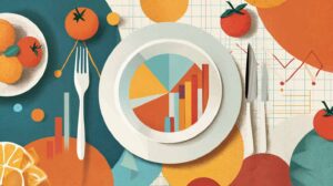 Ilustración conceptual de las estadísticas de hambre y nutrición en Estados Unidos. Crédito de la imagen: Nicole Smith, hecha con Midjourney.