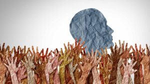 Ilustración conceptual como símbolo de un político electo por personas diversas. Crédito de imagen: Adobe Stock